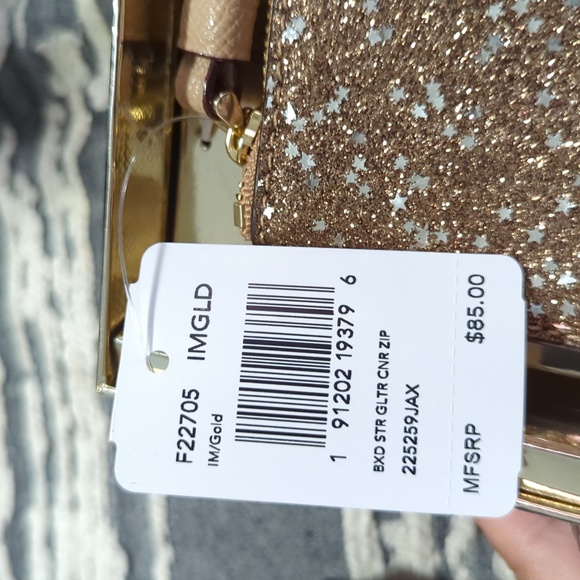 Coach Gift Boxed Star Glitter Gold Corner Zip Wristlet Clutch Wallet NWT ⭐✨🌟 - Picture 3 of 6